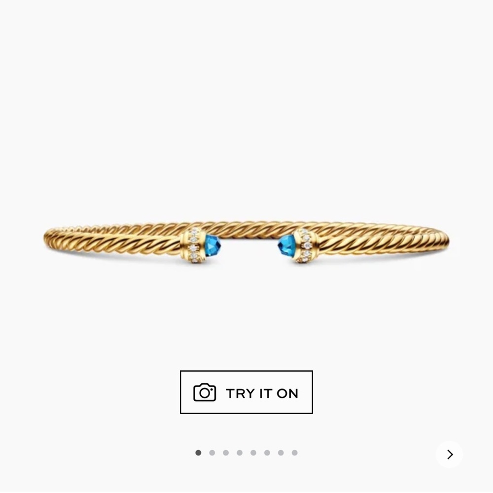 David Yurman gold bangle with diamonds and Hampton blue topaz